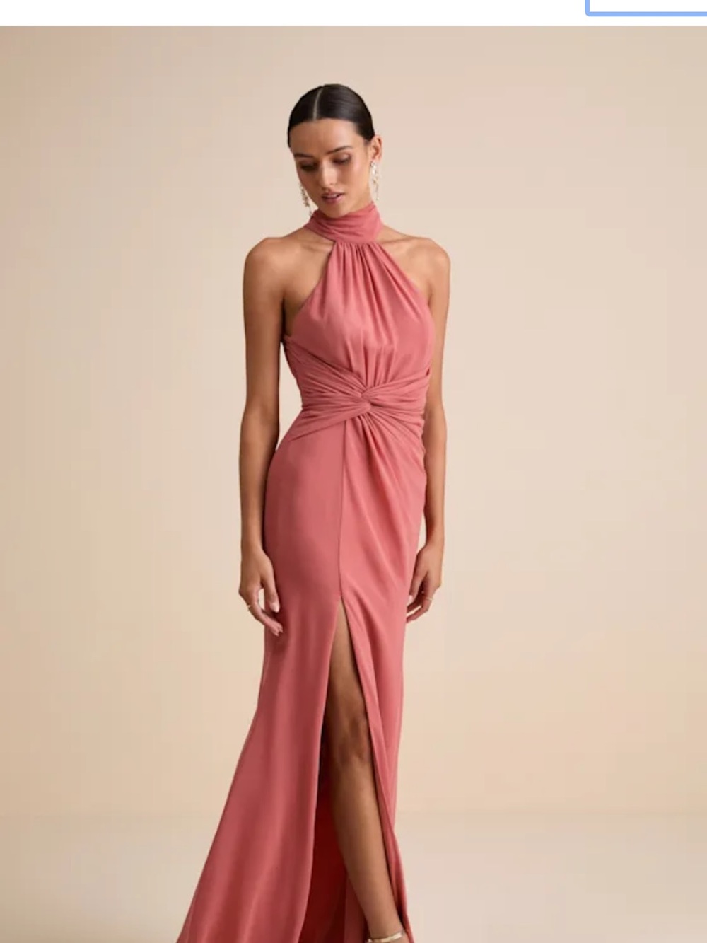 New Lulus Lavinia Rusty Rose Mock Neck Backless Maxi Dress Small
